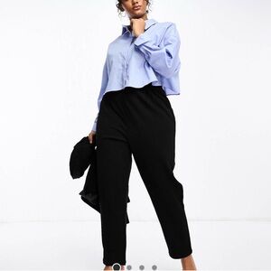 ASOS High Waisted Black Dress Pants • Size 20 • Elastic Waist Plus Size Trousers